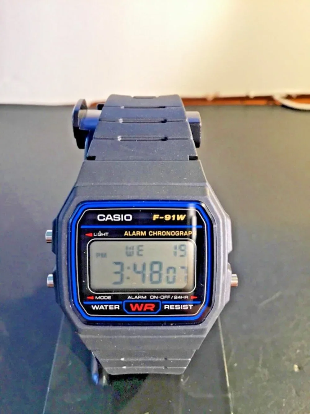 Casio F‑91W All Black – Vintage NOS – Box & Papers – Tested – Mint Condition